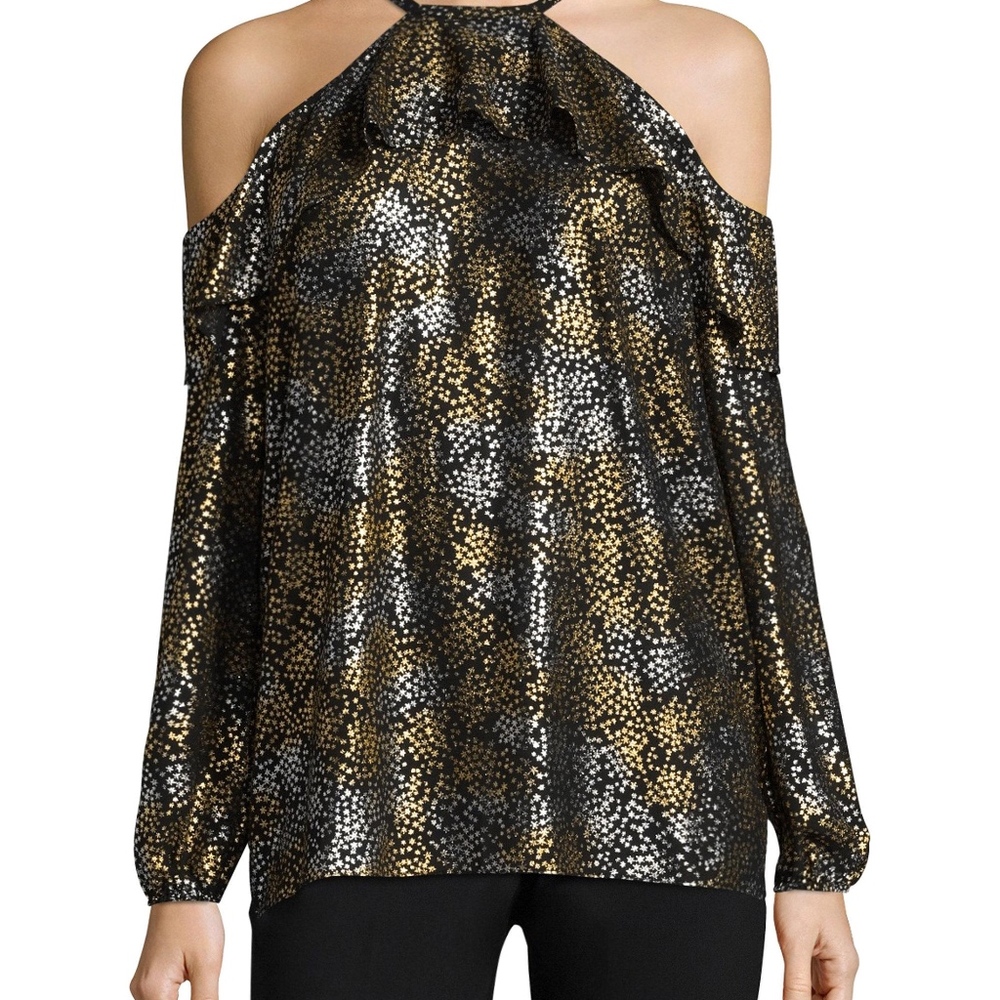 Michael Kors Sparkling Cold Shoulder Top XS